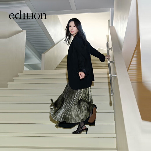 edition【董洁同款】精英衣橱系列青果领围巾西装 黑色 XS 155