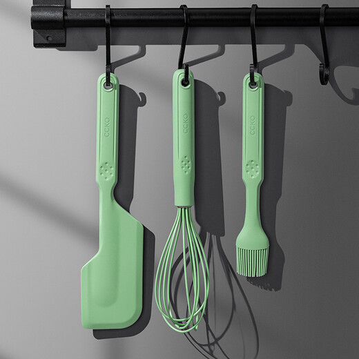 CCKO egg beater, silicone baking tool set, high temperature resistant spatula, oil brush, household cake tools, silicone spatula (green)