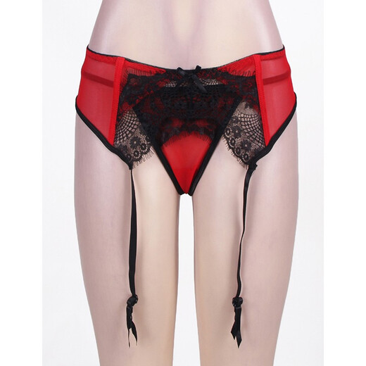 Kangmengdi Lace de gran tamaño, ropa interior sexy para mujeres con tentación de parejas para tentar sexo a mujeres gordas de alta gama europeo y americano rojo (cinturón + ropa interior) M recomendada 130 Jin [Jin iguala 0.5 kg]