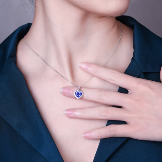 Orenchi Heart of the Ocean Sapphire Necklace for Women Diamond Pendant Luxury Jewelry Wedding Anniversary Birthday Gift for Wife Tanzanite Diamond Pendant + 18K White Gold Chain Main Stone 1.64CT, Diamond 0.2CT Natural Tanzanite