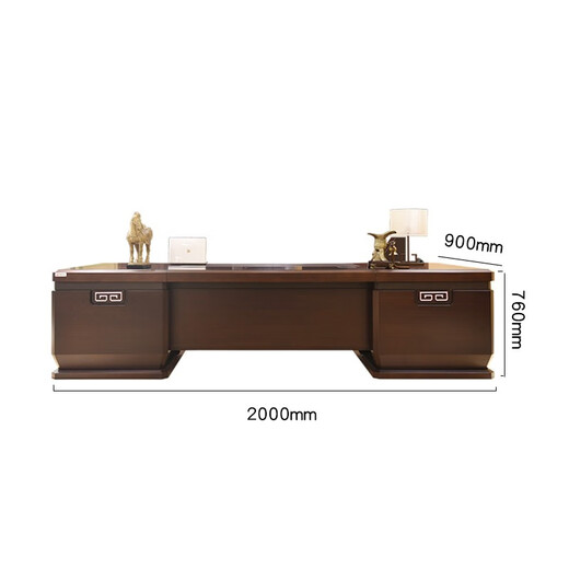 TONGTA light luxury simple modern new Chinese style high-end boss table solid wood president table new chairman Chinese style executive desk general manager office desk and chair furniture combination 2.0m desk