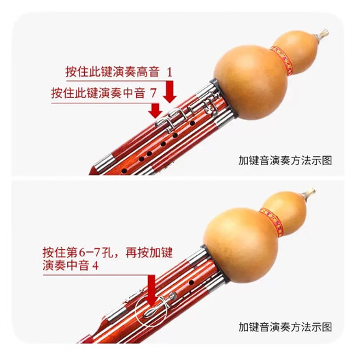 新艺红木音管7孔加3键葫芦丝乐器 专业演奏型成人宽音域 加3键C调 (正手)