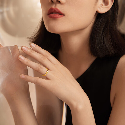 Saturday Fusu Circle Smooth Gold Ring Couple Ring Birthday Gift Price A0110765 No. 16 Approximately 3.22g