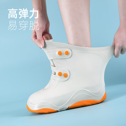 鲸乐访防水防雨鞋套防滑下雨防滑硅胶男款赶海靴子耐磨加厚防雨靴儿童 茶色-中筒 XL(40-42码)