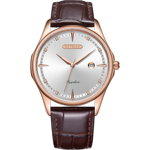 LEMAI LEIMAH WATCH MÄNGER SICHER und modisch Casual Belt Women's Quartz Watch Wasserdichter Kalender 6169 Weißer Teller brauner Gürtel Männer