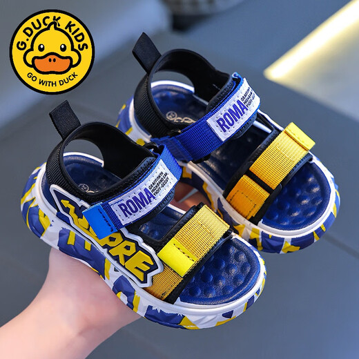 G.duck boys' sandals 2026 new summer Korean style small boys' shoes casual soft bottom children's beach shoes blue 27 (inner length 17CM suitable for feet 16.5CM)