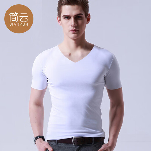 Jian Yun seamless short-sleeved T-shirt men's modal base layer sports fitness white undershirt underwear base layer four seasons