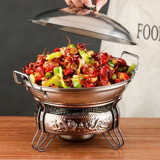 Jiudu Alcohol Stove Small Hot Pot Household Commercial Dry Pot Solid Liquid Alcohol Stove Pot Dormitory Small Hot Pot Set Golden Ssangyong Stove + 11-inch Pot with Cover