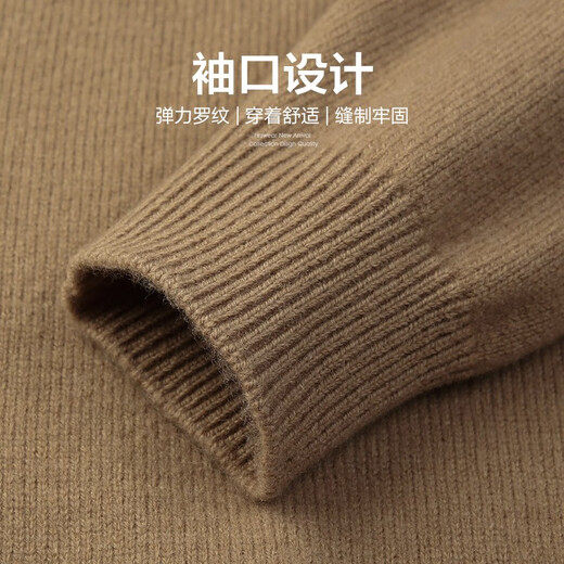 Shanshan (FIRS) thick pure wool round neck sweater for men's autumn new business solid color casual knitted warm sweater 692 camel L (175)