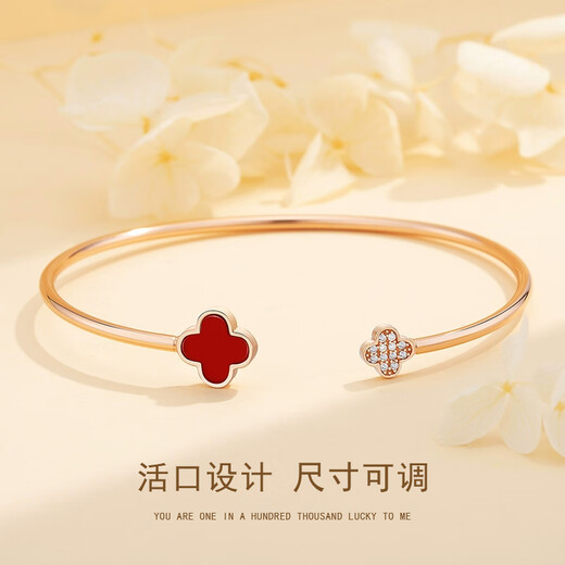 Givenchy GIVANZE Light Luxury Love Bracelet Women's Bracelet Jewelry Confession Anniversary Birthday Gift for Girlfriend and Wife Red Agate Four-Leaf Clover Bracelet