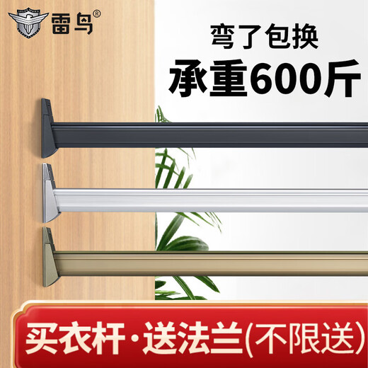 雷鸟衣柜挂衣杆铝合金衣柜内静音防滑晾衣杆横杠衣架杆配送法兰底座 9225顶托香槟 【1只】
