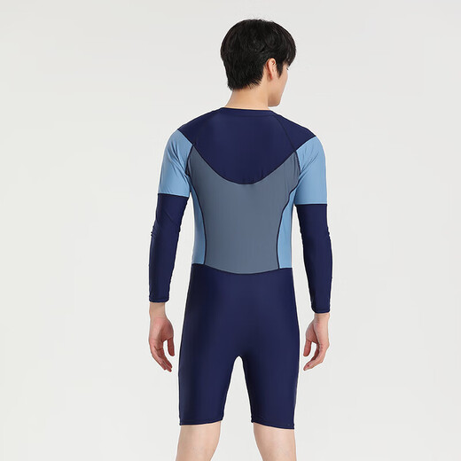 Yosoci parent-child one-piece swimsuit boys wetsuit surf suit plus size father and son medium-sized children long-sleeved conservative hot spring plus size black (KYL2382) 5XL