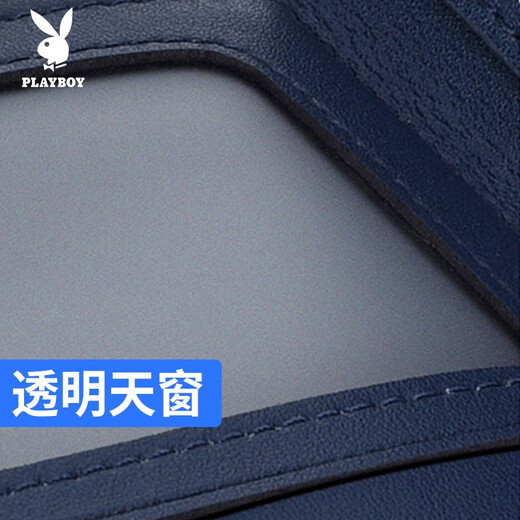 Playboy Wallet Men's Casual Business Wallet Certificat Fashion Using-Resistant Wallet Short Horizontal Multi-Carte Ticket Clip bleu