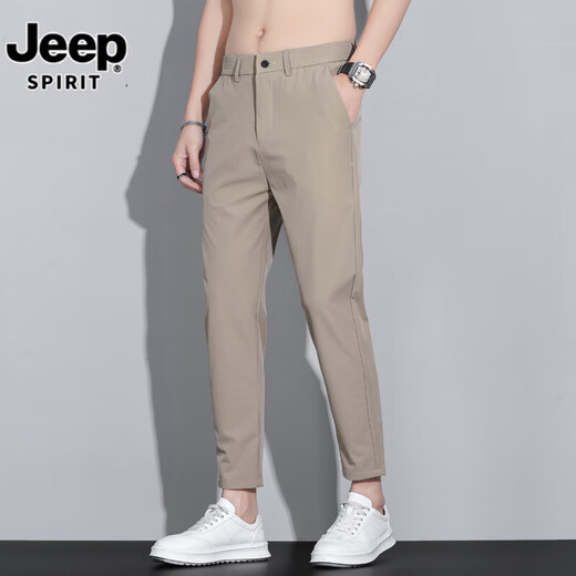 
JEEP SPIRIT casual pants for men's summer thin 2025 new nine-point pants slim and versatile thin straight and fashionable all-match long pants 9905 nine-point dark gray + nine-point light gray 33 Suggested 140-150Jin [Jin equals 0.5 kg]