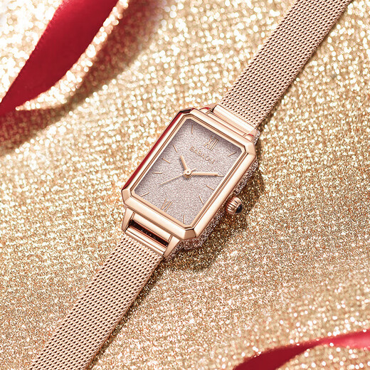 Burberry birthday gift for girlfriend and wife, watch and necklace, Valentine's Day gift for girl and girlfriend, niche and high-end, champagne gold mesh belt, watch + bracelet + necklace + gift box