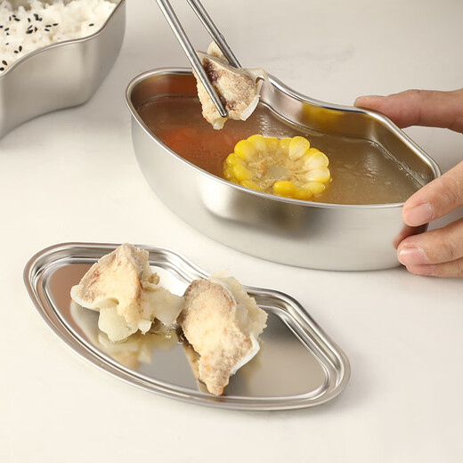 Leishton 304 stainless steel fan-shaped steaming box, rice cooker, steaming bowl, small cooking pot, divided steaming plate, household steamer drawer, steaming vegetable artifact sus304 3 pieces/large size with lid/come with anti-scalding clip