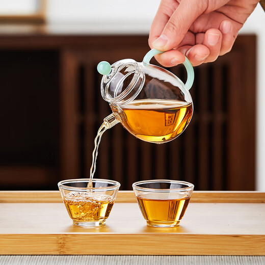 Lvchangming Kungfu glass teapot hand-held pot high temperature resistant glass pot with filter mini teapot