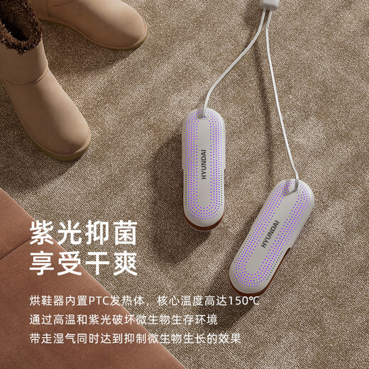 HYUNDAI Korean shoe dryer, shoe drying artifact, deodorizing and sterilizing household children's student dormitory heating and quick drying machine gray-purple light telescopic timing model