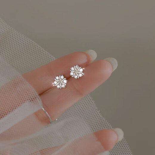 Warme Farben Commuting Intellectual Snowflake Silver Needle Earrings Feminine Student Simple Sleeping No-Pick Earrings Valentine's Day Gift Snowflake Earrings
