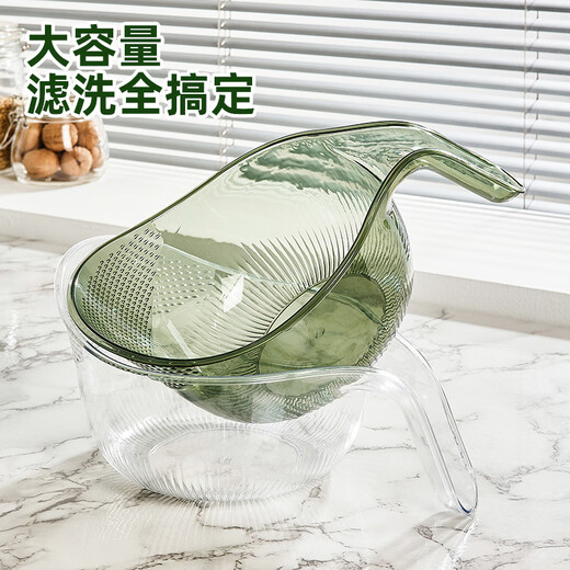 YOUQIN kitchen rice washing artifact, rice washing sieve, rice washing basin, drain basket, household multi-functional vegetable washing and fruit basin, fine drain holes, transparent black