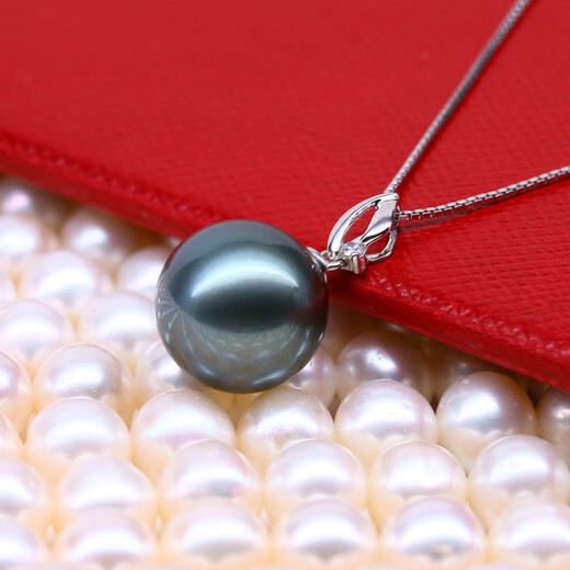 Fat Donglai's same Tahitian black pearl pendant mother-of-pearl necklace single clavicle necklace 8mm-9mm black
