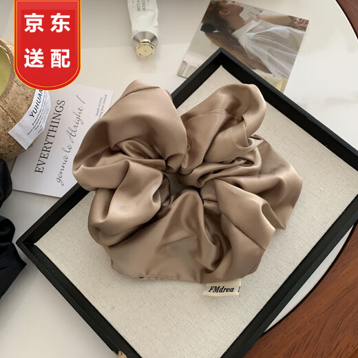 Abak einfacher, extra großer Satin-Haargummi aus Schweinedarm, hochwertiger, langlebiger Fettdarmring, koreanischer Stil, Super-Fee-Haarschmuck, Haarseil 3892-3-Khaki, extra großer Satin-Haargummi