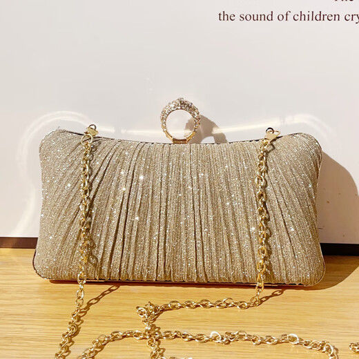 KUQIDAISHU Dinner Clutch Bag Women's 2024 New Banquet Dress Handbag with Cheongsam Bag Party Evening Dress Small Bag Golden