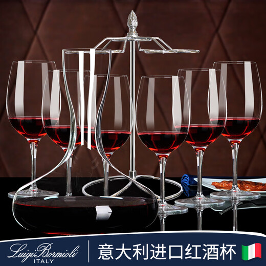 Luigi Pomioni imported crystal glass red wine glass decanter high-end household wine glass goblet wine jug wine set six 365ML + straight decanter