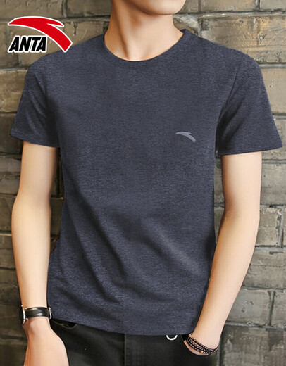 Anta (Anta) Ice Seide Kurztrocknend kurzärmeliges T-Shirt für Männer 2025 Frühlings- und Sommermänner Kühle atmungsaktive elastische Lauffitness Sportbekleidung Grau [Ice Seide Schnellrocknen] L /175 für 120-140jin geeignet [Jin gleich 0,5 kg]