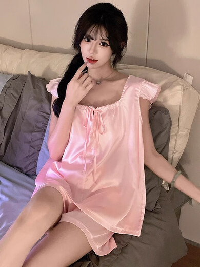 Modal ice silk pajamas for women in summer 2025 new Xiaofei cuffs chest pad high-end women's large-size short-sleeved home clothing JDX_9227# vest cover pink (with fixed chest 1 M
