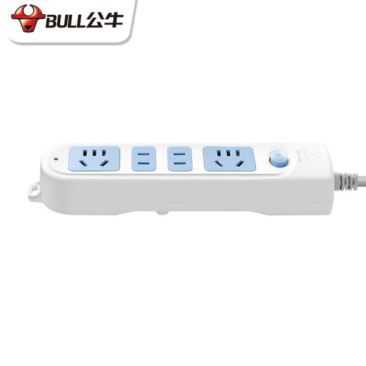 Bull single row socket with switch 1.8 meters 4 sockets 4 holes GN-607 new national standard straight socket/plug board/plug strip/row plug/terminal board/pull line board/electric plug board 1.8 meters GN-607