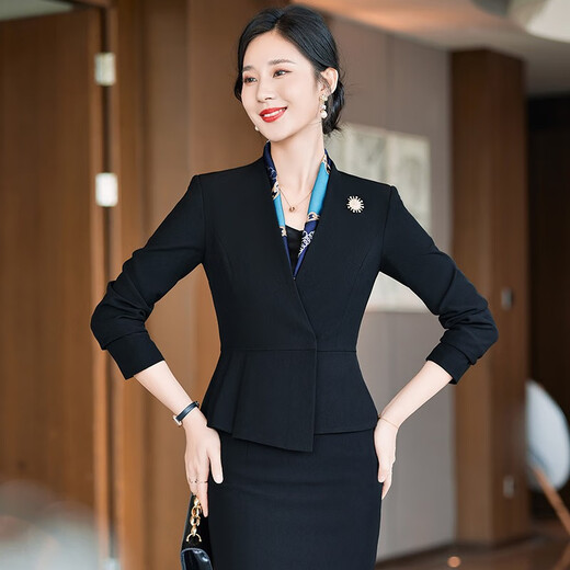 安依莲美容院工作服珠宝店西装套裙两件套春季职业装女人味西服工装制服 2987白色西装+653短群 2XL