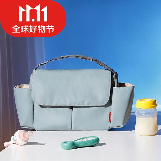 俏贝比（Qiaobeibi）婴儿手推车挂包通用溜娃遛娃神器配件置物袋储物筐收纳挂袋篮大 薄雾绿