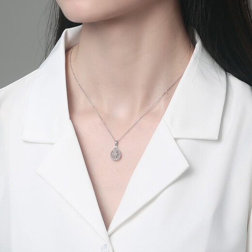 Saphire platinum pendant for women PT950 platinum brushed hollow water drop pendant chain pendant for birthday gift, about 1.20 grams