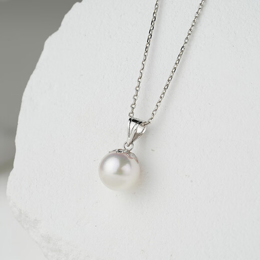 Tahiti akoya pearl pendant 18K gold round highlight seawater pearl necklace necklace akoya 8.5-9mm +925 silver chain
