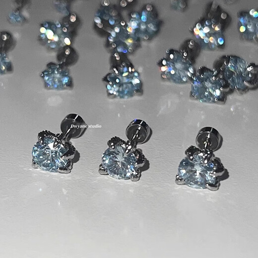 QMXD Exploding Maldives Blue Dragon Claw Ear Bone Nails Women's Titanium Steel Flat Bottom Twist Cochlear Nails Couple Earrings No need to take off when sleeping, single