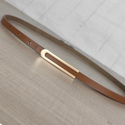 
Melece [Selected] New thin genuine leather women's belt simple and versatile elegant cowhide belt with dress for women 11155-Red brown 105cm