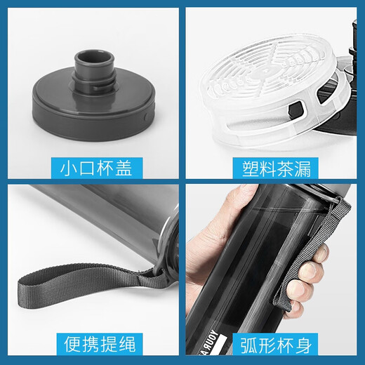 Fuguang Plastic Water Cup Men's and Women's Portable Sports Water Cup Large Capacity Outdoor Water Cup Leak-proof Student Cup Space Cup Black-Food Grade PC 500ml