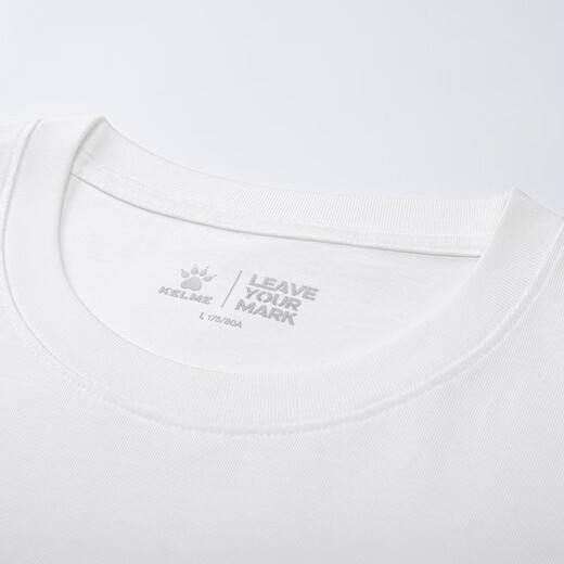 Kelme Round Neck T-Shirt Männer loser Sommer neuer purer Baumwollkurzärmel-Casual Football Trendy Cultural Shirt 9224TX1056 Weiß XL
