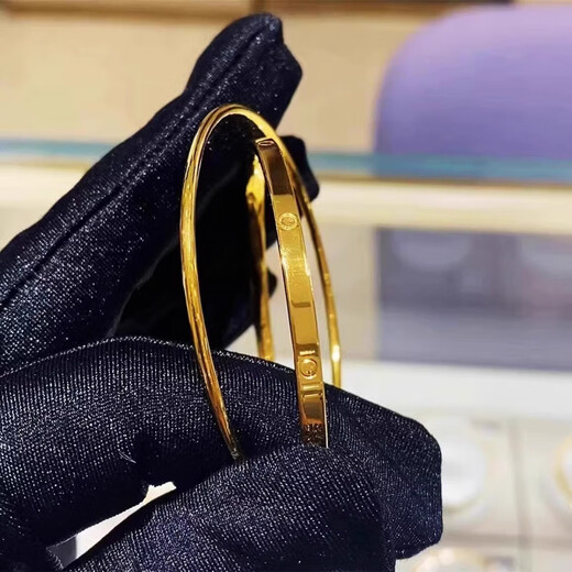 FPB24K gold double circle bracelet niche retro 5G gold dot bracelet solid simple 999 bracelet gift double circle bracelet 58