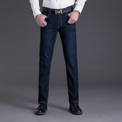 Alte Mannes Kopfjeans Herren Sommer dünne lose lockere Wash-Waschhüge Geschäfte lässig junge und mittlere Hosen im mittleren Alter Herren-Trend Ig3892 Black 33
