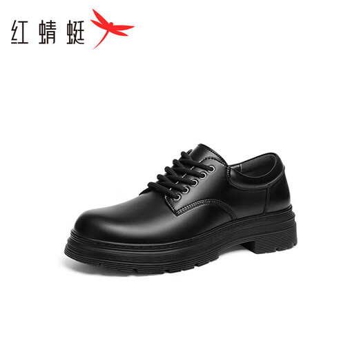 红蜻蜓英伦风工装男鞋低帮马丁靴大头休闲皮鞋WTA44069 黑色 43