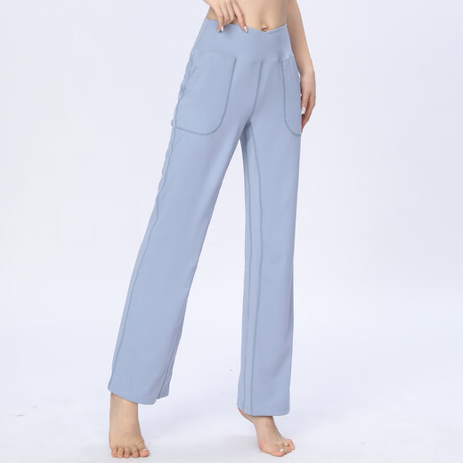 LULULOMDDW Spring and Autumn Yoga Pants High Waist Hip Lifting Wear Wide Leg Pilates Dance Slim Fitness Pants Loose Sports Pants Women Iron Gray L