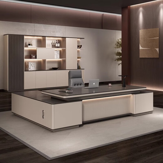 Boss desk office desk light luxury high-end president office desk and chair combination simple modern executive desk executive desk 1.8 meters boss desk (simple single cabinet)