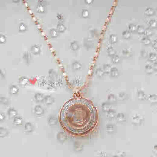 Jinshajiang fortune-turning necklace pendant, twelve zodiac signs, gold-plated 18K rose gold and white metal phase transit for women, small snake, plus sunflower chain