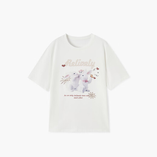 Aiju Kaninchen Sommer Neue Animal Print Casual Fashion Kurzarm T-Shirtentbd2n719a Weiß 33 S 155/80A
