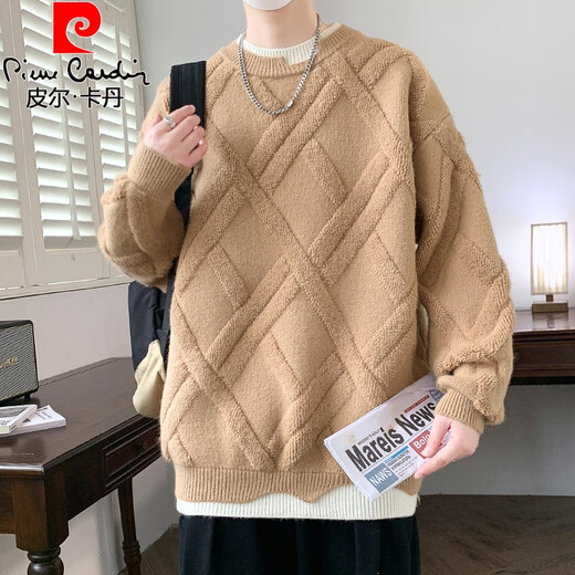皮尔卡丹（pierre cardin）假两件春秋季新款男生初高中学生加厚毛衣大童青少年打底针织衫潮 9227黑色 3XL 约145-160斤可穿