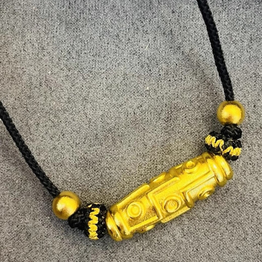 JXJE Old Phoenix Gold Nine Eyes Dzi Beads Transfer Beads Necklace Pure Gold 999 Gold Jewelry Men's and Women's Valentine's Day Gift Dzi Beads + 2 Gold Beads Necklace