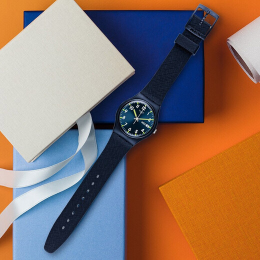 Swatch [Recommended for hot products] Swatch Swiss watch simple luminous student waterproof pointer quartz watch Gentleman blue 2.0 SO28N702