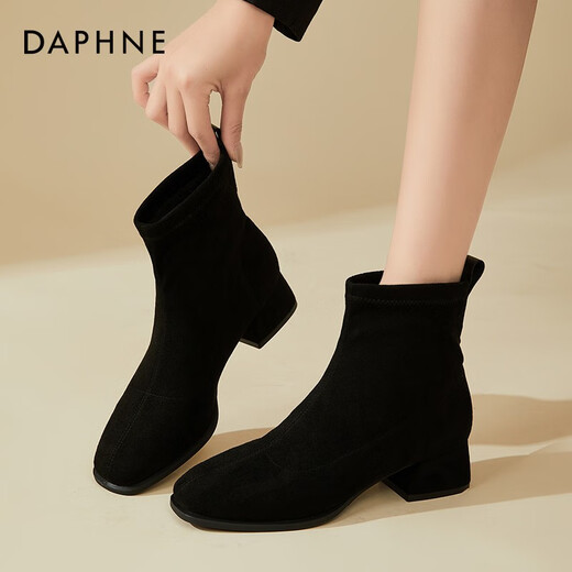 Daphne Matte короткие ботинки для женщин весной и осенью 2023 г. Новые сапоги для овчины одиночные сапоги ретро толстые каблуки Тонкие ботинки Martin Boots Black 37